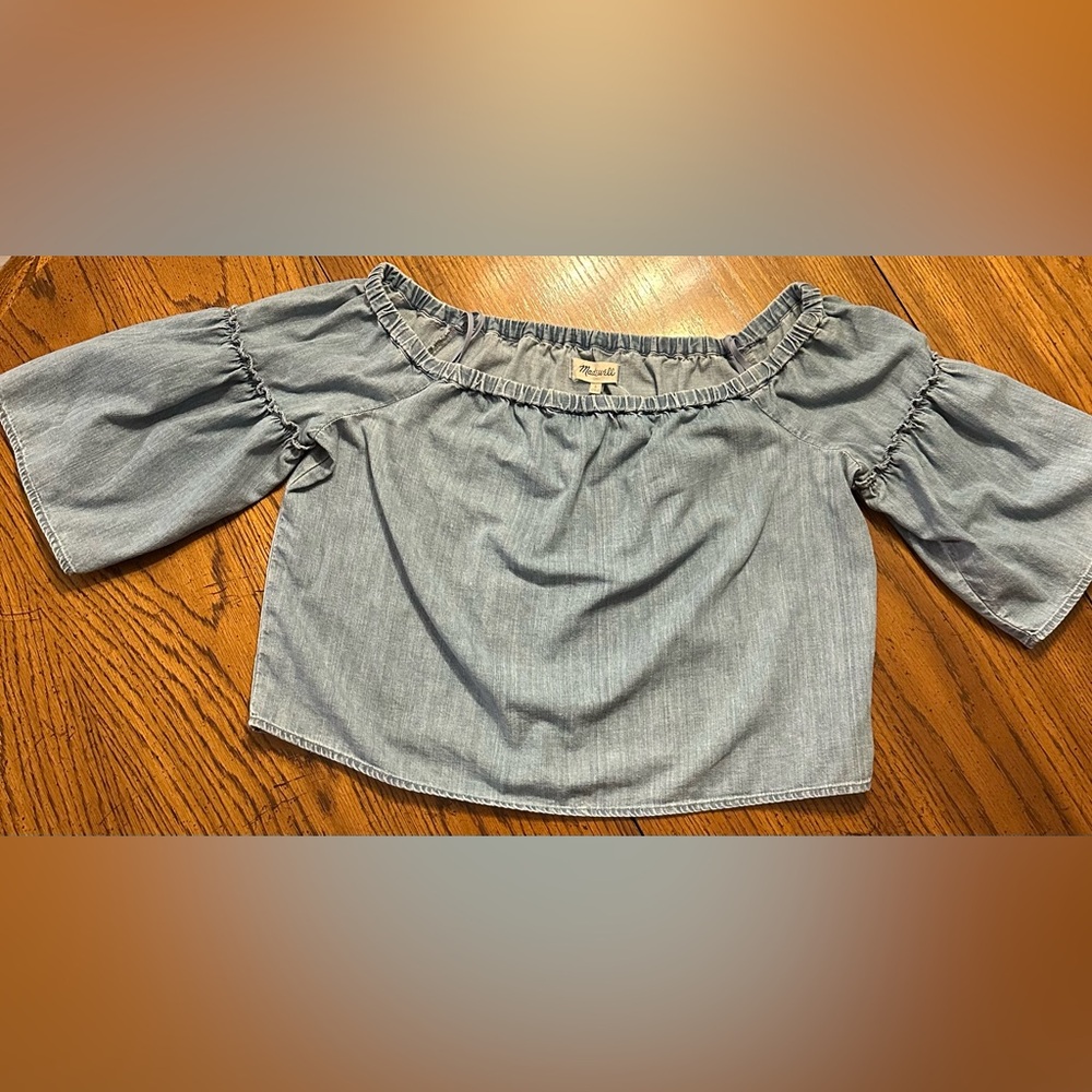 Madewell Chambray Bell-Sleeve Top